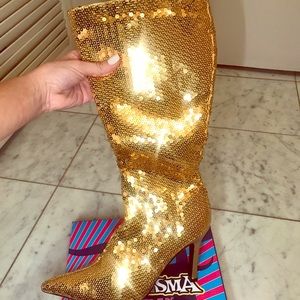 Gold Sequin Boots